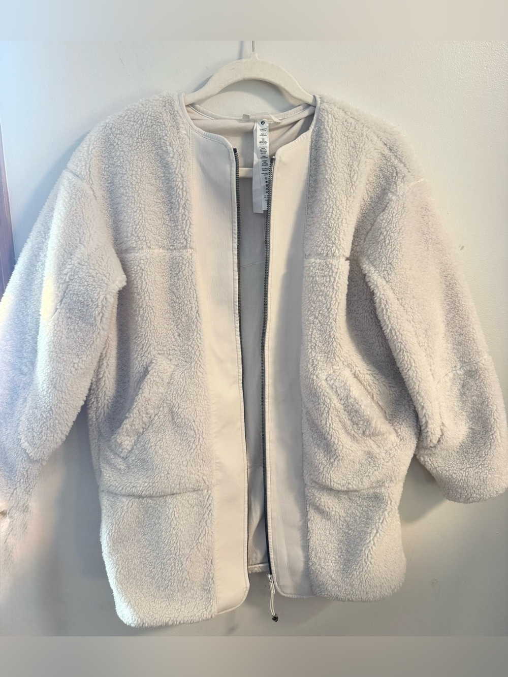 Lululemon Collarless Textured Fleece
Full Zip-White Opal